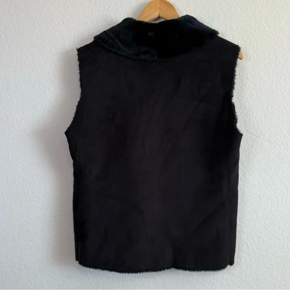 Lauren Ralph Lauren Black Faux Suede Fur Lined Sleeveless Vest Size Large - Picture 8 of 12